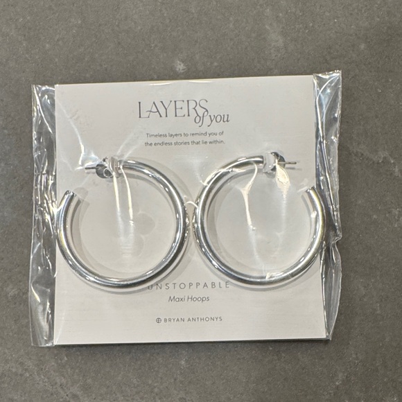 Bryan Anthonys Silver Maxi Hoop Earrings - Picture 1 of 1